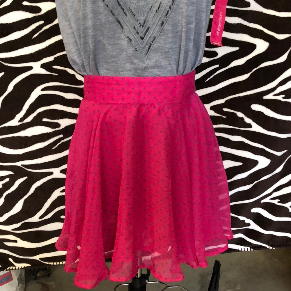 Pink polka dot skirt